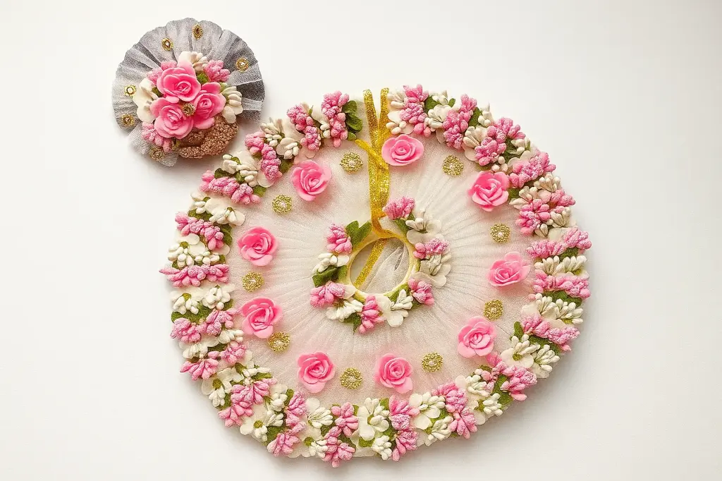  Phoolvan Leela poshak with mukut for ladoo Gopala