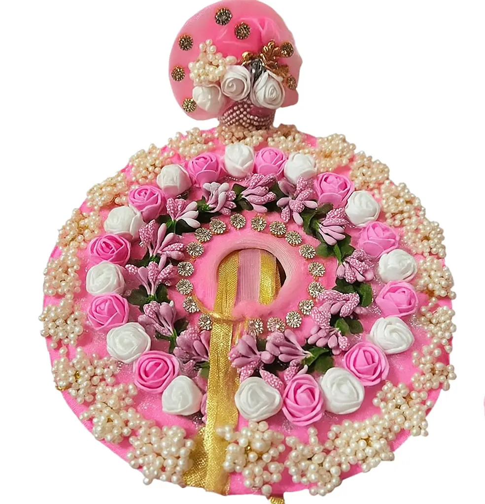 Pink Vastra with Mukut Madhur For ladoo Gopala 