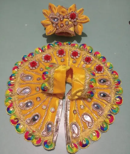 Kanak Shringar poshak with pagdi for ladoo gopala